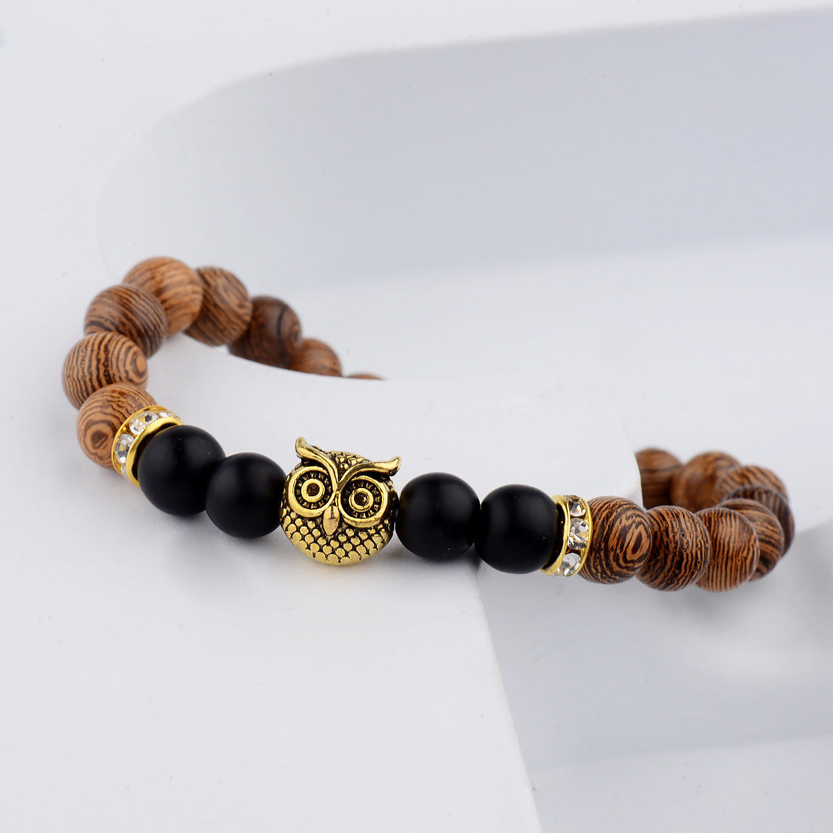 Lifeline Limited Frosted Stone Wood Grain Owl Bracelet