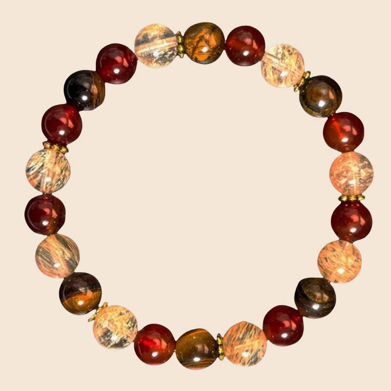 Premium Beaded Bracelet With Tigereye Crystals For Unisex