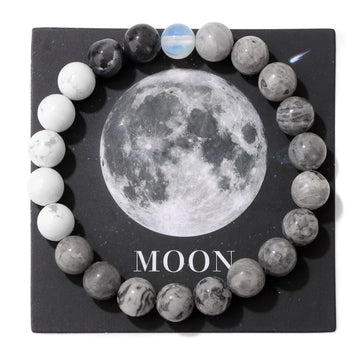HNSPCN Bead Bracelet Men 8mm Glass Solar System Edition