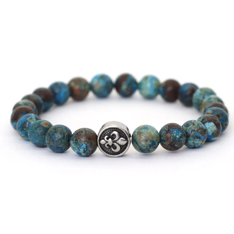 NoterCN Stone Beaded Bracelet Stainless Steel Gift For Men