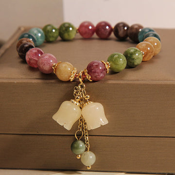 Brand Jade Tourmaline Lily Pendant Bracelet Signature