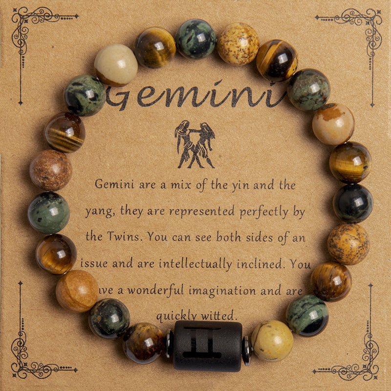 European Tigereye Beaded Bracelet Zodiac Constellations Fans