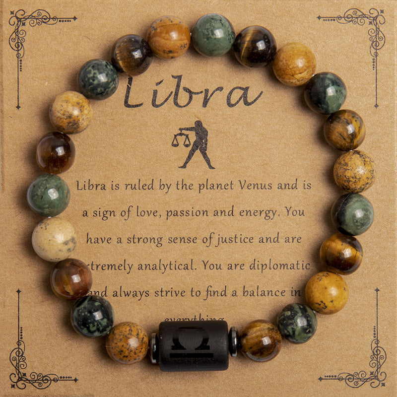 European Tigereye Beaded Bracelet Zodiac Constellations Fans