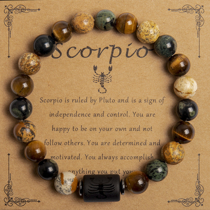 European Tigereye Beaded Bracelet Zodiac Constellations Fans