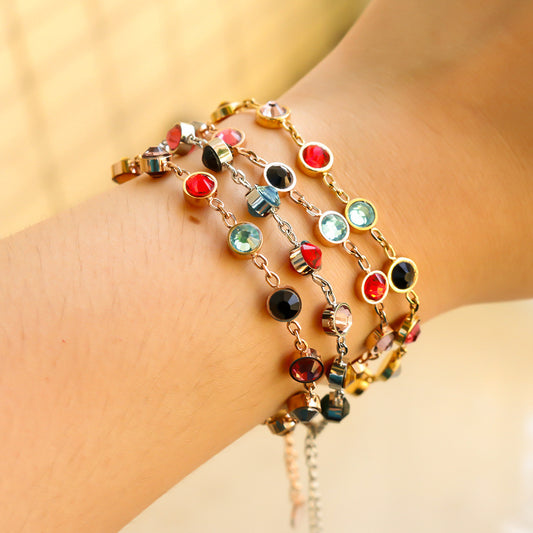 Elegant Bracelet with Colorful Rhinestones for Zodiac Fans