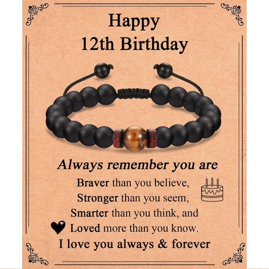 Premium Tigereye Woven Bracelet with Spacer Bead for Teens