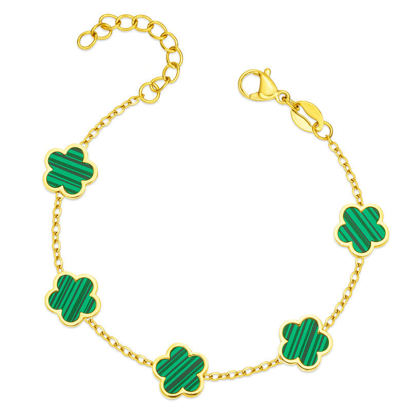 Brand Gold Bracelet Elite Floral Green Drop Gum Motif