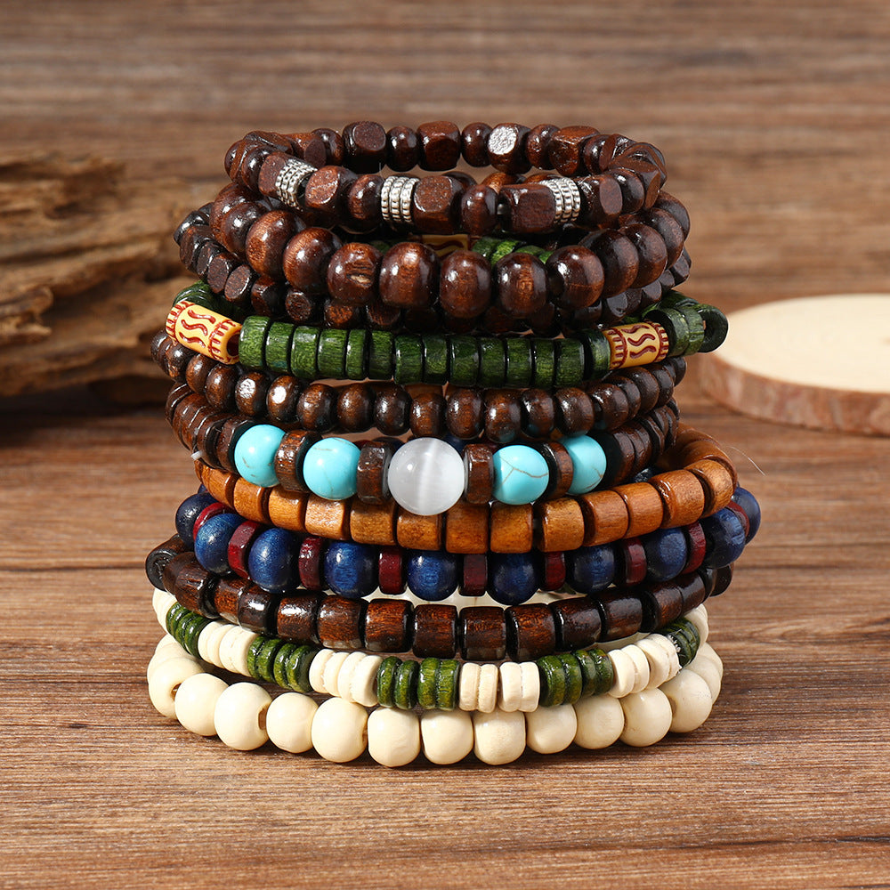 Brand Exclusive Bohemian Retro Wooden Bead Bracelet Set