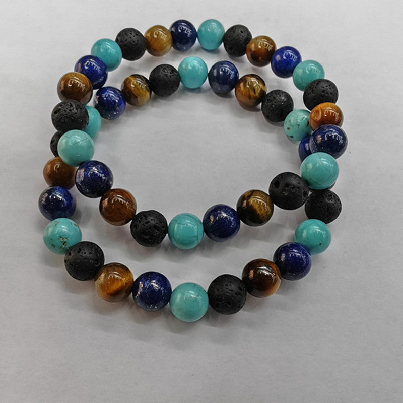 Tiger Eye Matte Blue Gold Stone Bracelet Exclusive Edition