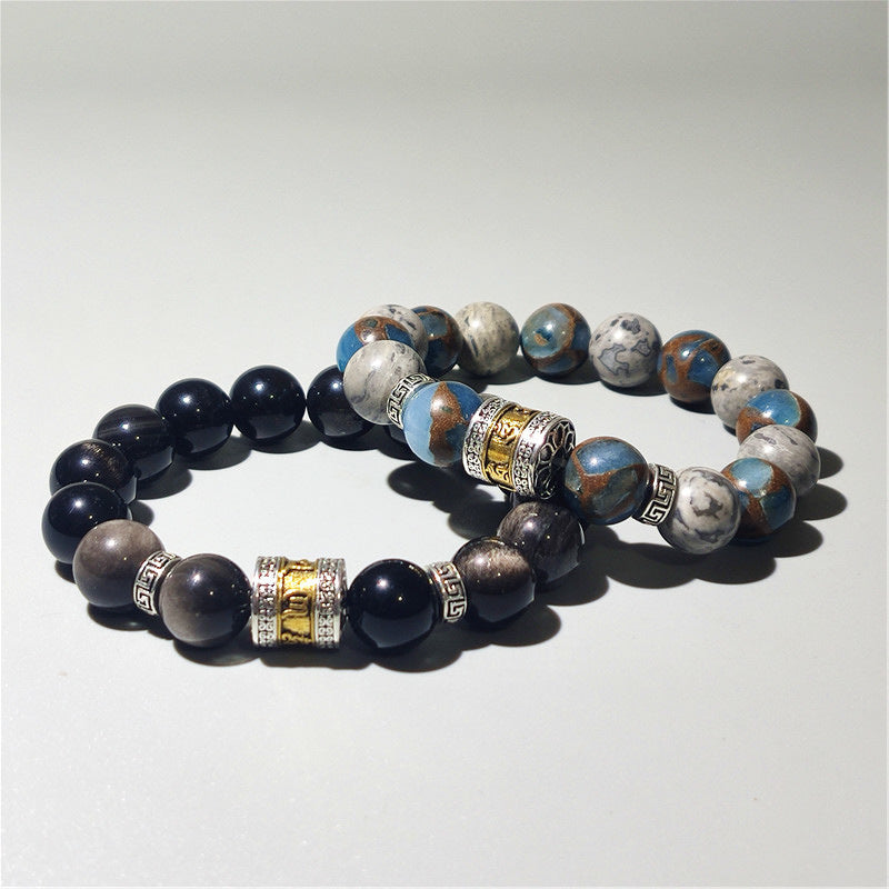 Original Light Luxury High-grade Six-word Motto Tibetan Silver Bracelet