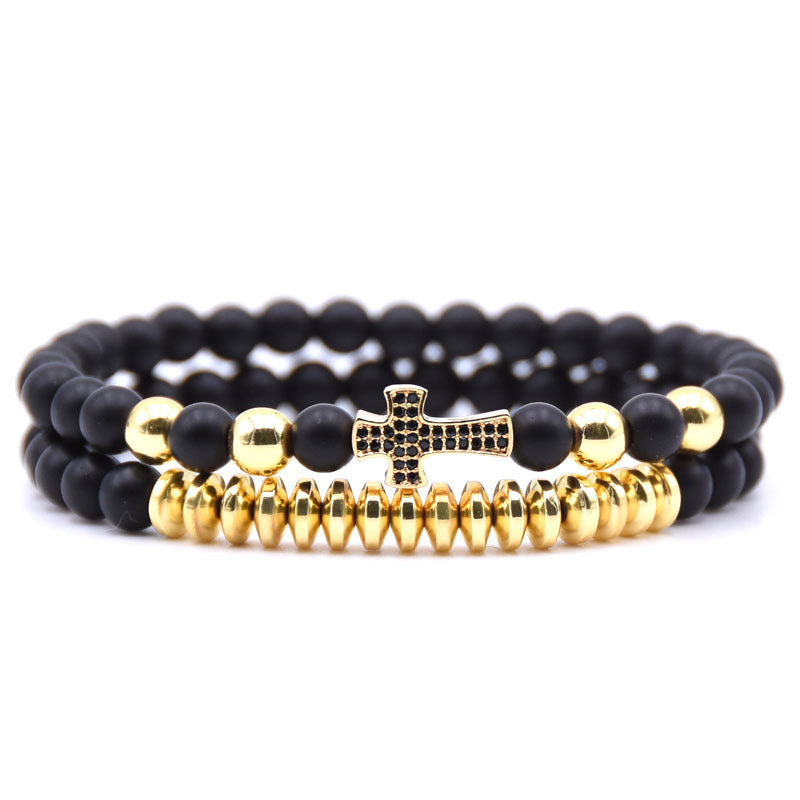 Brand Cross Elastic Bracelet Natural Stone Limited Edition