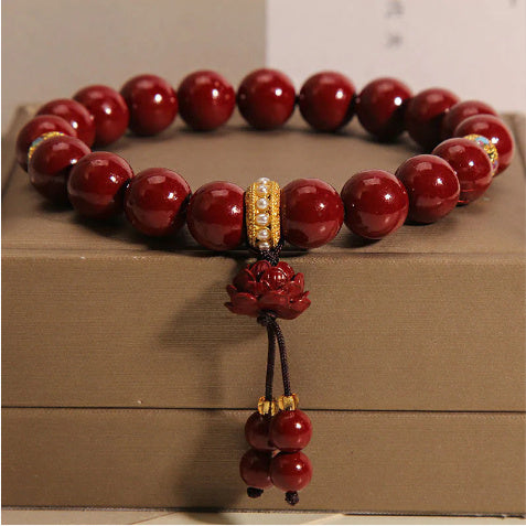 Cinnabar Lucky Bag Protective Talisman Round Beads Bracelets