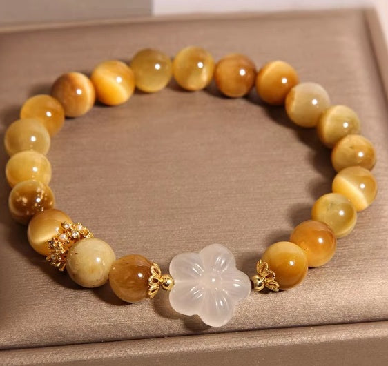 Chinese Natural Gold Tiger-eye Bracelet Women's Light Luxury
