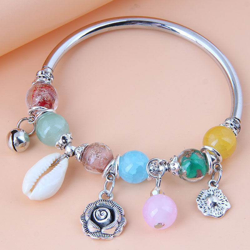 Our Brand Elite Evil Eye Bracelet Rose Shell Crystal Beads