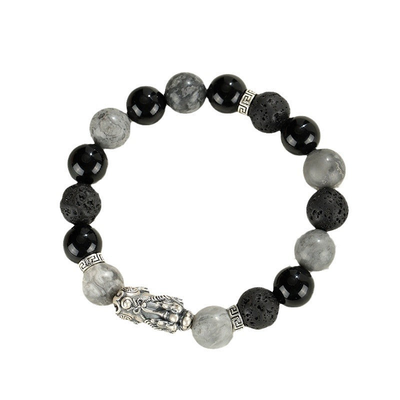 New 999 Silver National Trendy Style Beaded Women's Bracelet