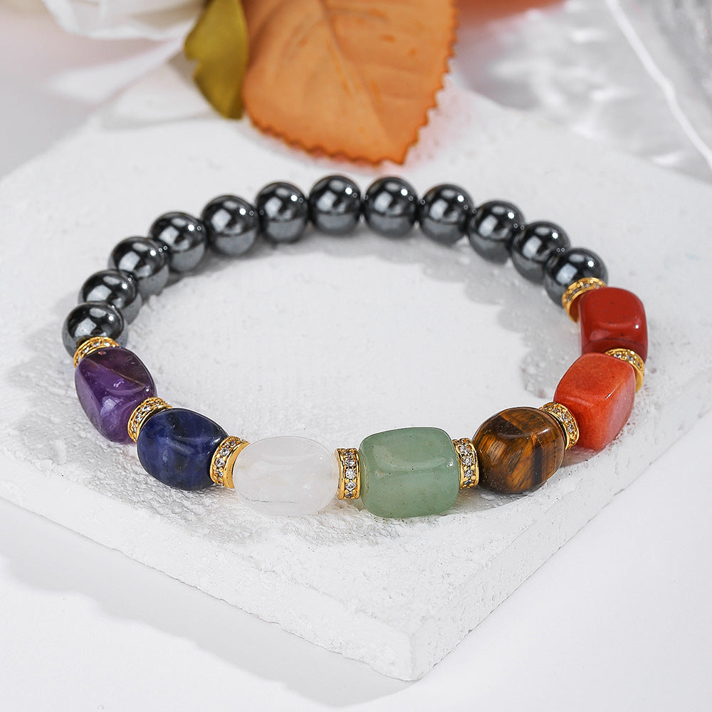 Popular Natural Crystal Bracelet Haematite Blue Phosphorus Gray Beaded Bracelet