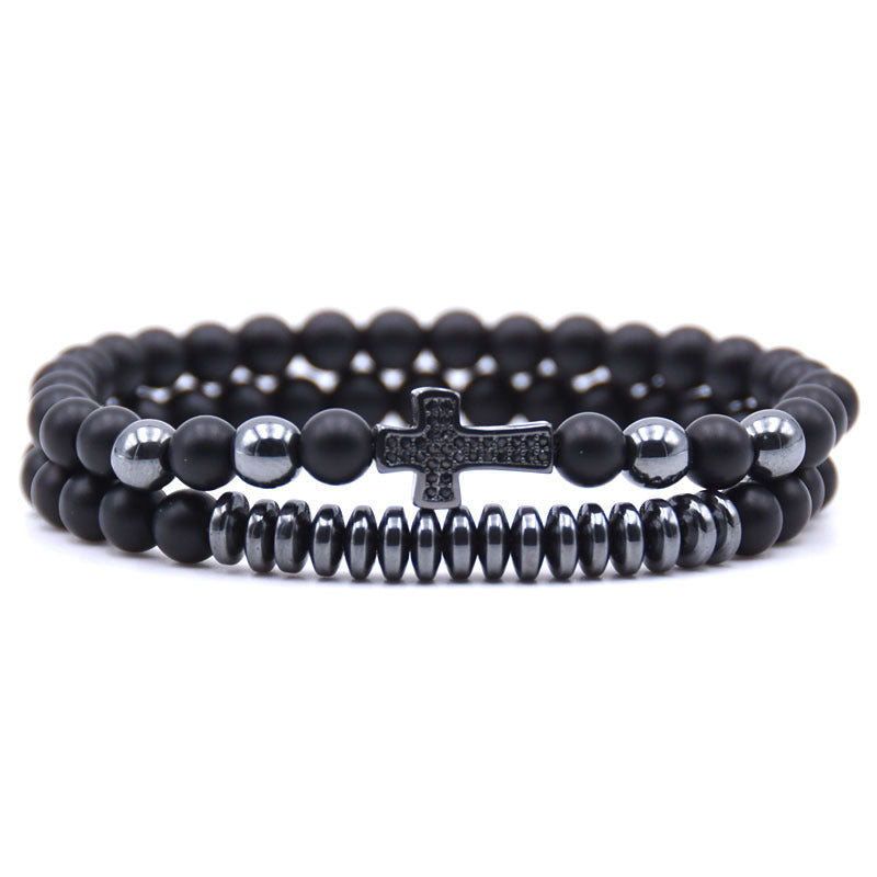 Brand Cross Elastic Bracelet Natural Stone Limited Edition