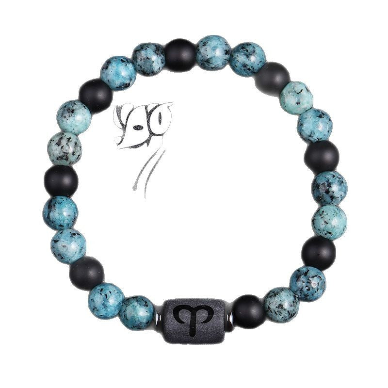 Twelve Constellations Bracelets 8mm Obsidian String Beads Natural Stone