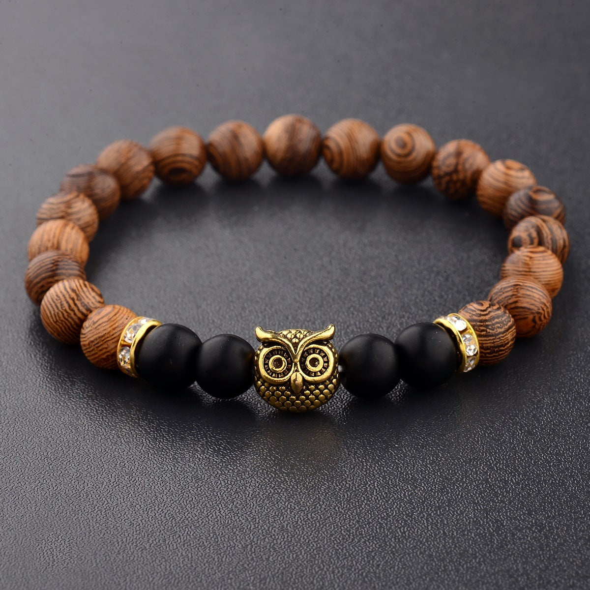Lifeline Limited Frosted Stone Wood Grain Owl Bracelet