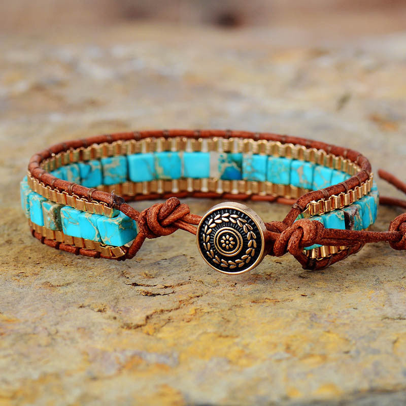 Imperial Stone Handwoven Leather Bracelet Limited Edition