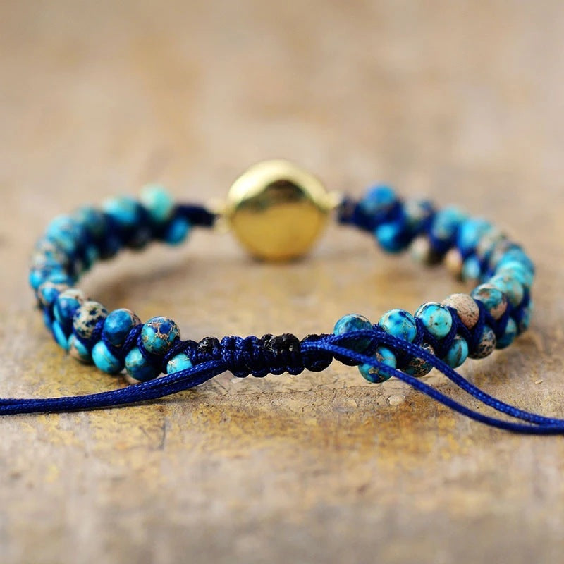 Premium Woven Bracelet Inlaid Gem Beads for Office Ladies
