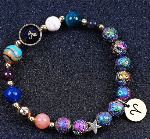 Blue San Colorful Volcanic Rock Twelve Constellations Bracelets