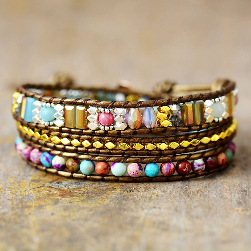 Circles Purple Emperor Bracelet Natural Stone for Women