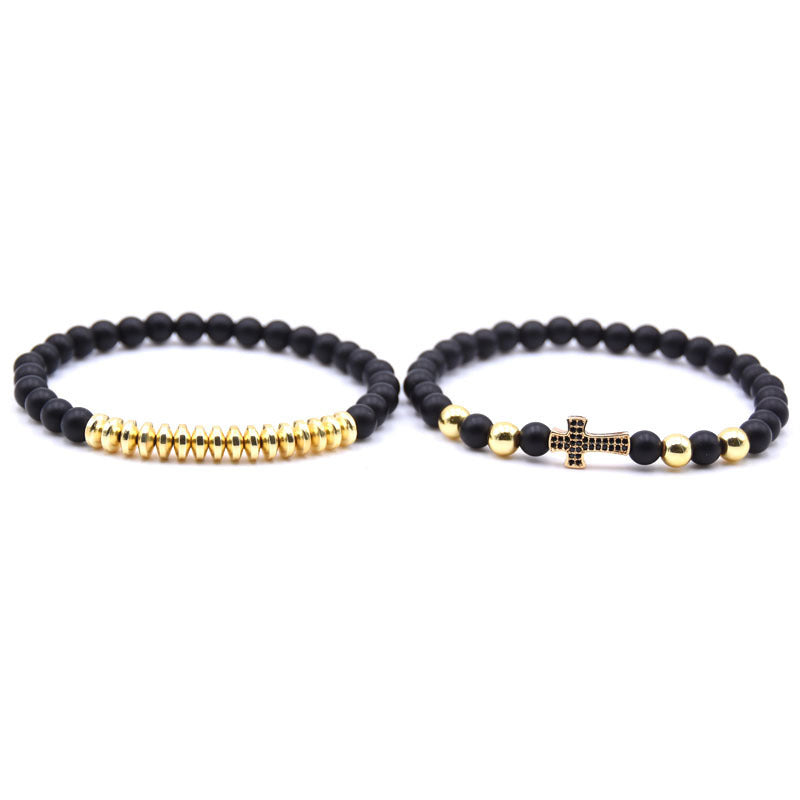 Brand Cross Elastic Bracelet Natural Stone Limited Edition