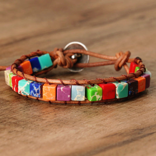 Brand Elite Emperor Stone Square Woven Bracelet Crystal