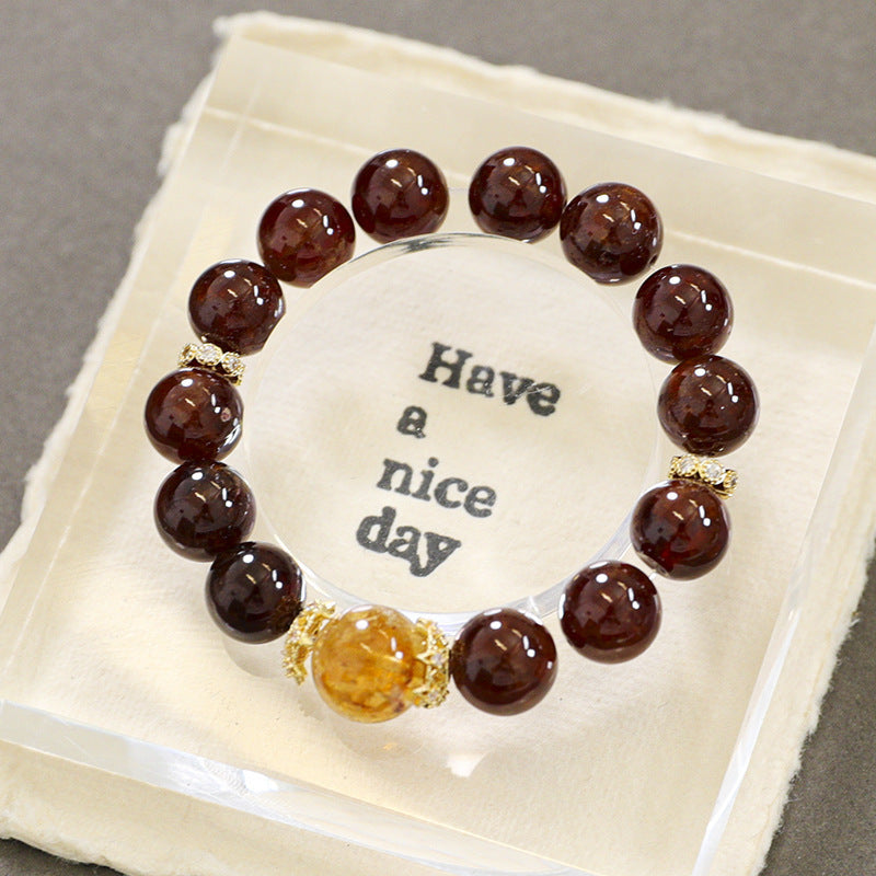 Natural Bovine Red Garnet Single Circle Crystal