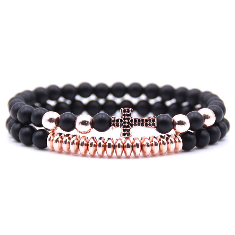 Brand Cross Elastic Bracelet Natural Stone Limited Edition