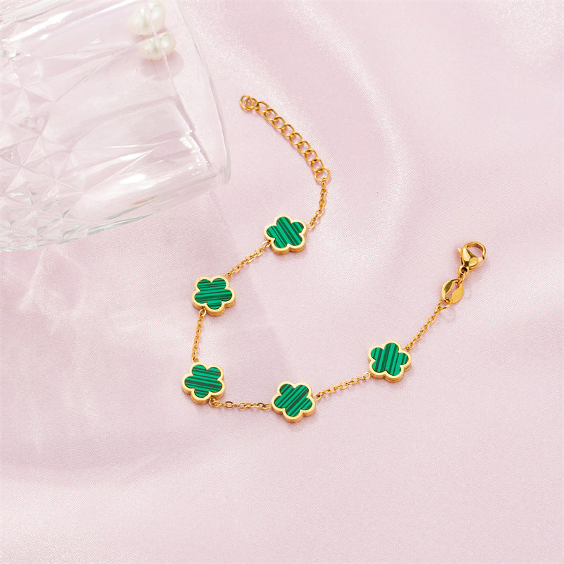 Brand Gold Bracelet Elite Floral Green Drop Gum Motif