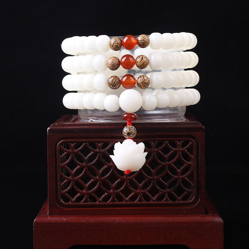White Jade Bodhi Beads Long Bracelet Limited Edition