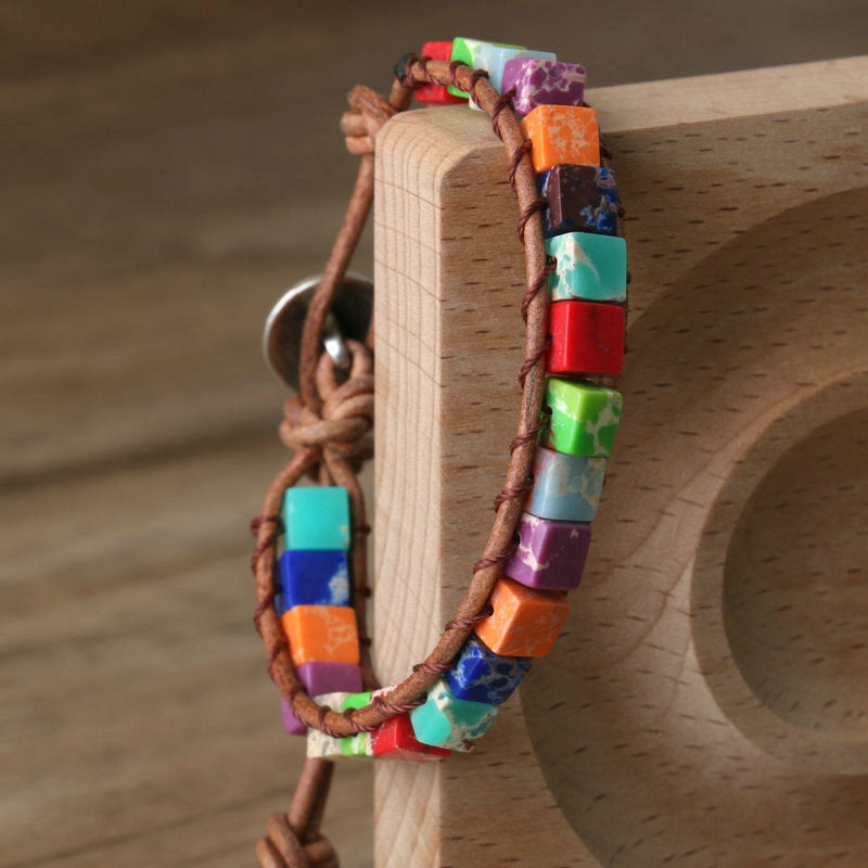 Brand Elite Emperor Stone Square Woven Bracelet Crystal
