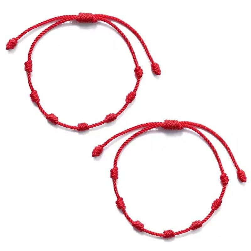 Brand Signature Handwoven 7 Knot Lucky Bracelet Adjustable