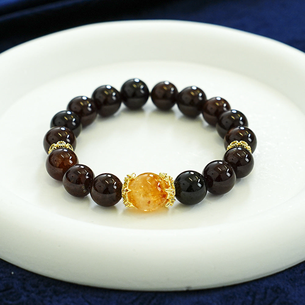 Natural Bovine Red Garnet Single Circle Crystal