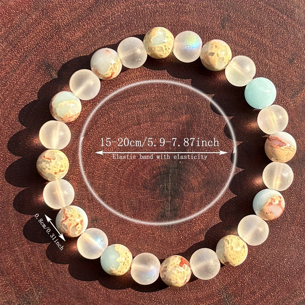 Limited Woven Wooden Pattern Gemstone Powder Bracelet