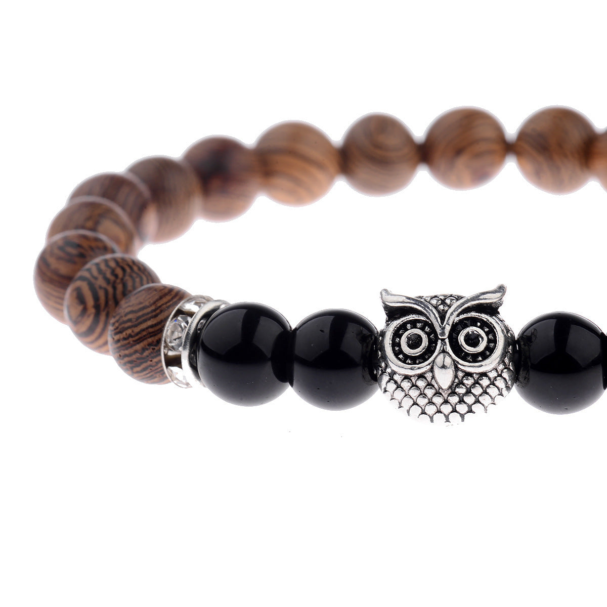 Lifeline Limited Frosted Stone Wood Grain Owl Bracelet