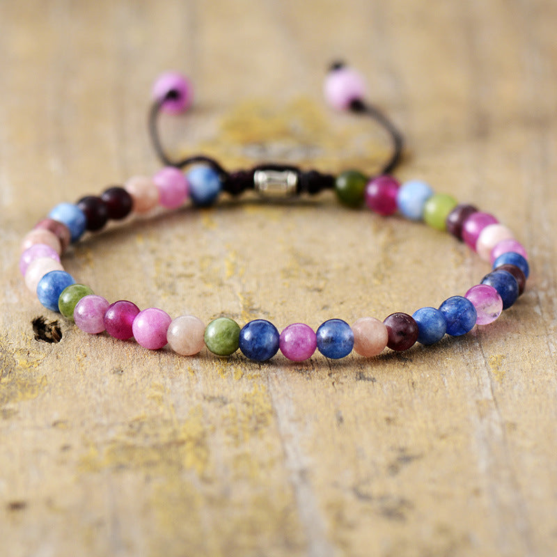 Tourmaline Beaded Bracelet with Heart Shape Unisex