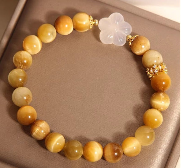 Chinese Natural Gold Tiger-eye Bracelet Women's Light Luxury