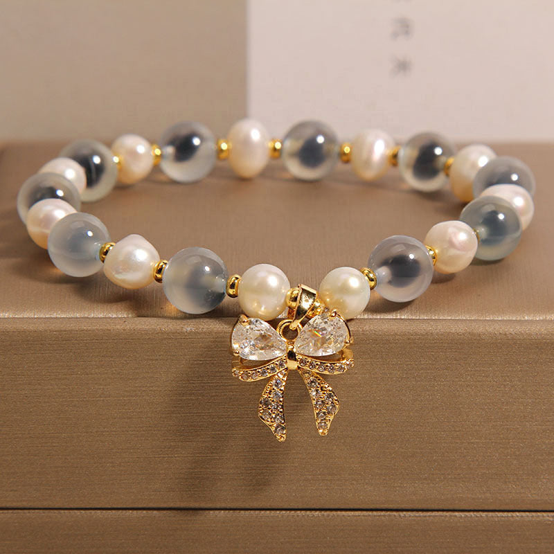 Natural Blue Sugar Heart Agate Bracelet For Women Light Luxury
