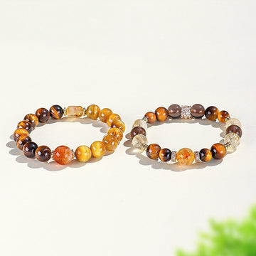 Natural Citrine Crystal String Beads Bracelet