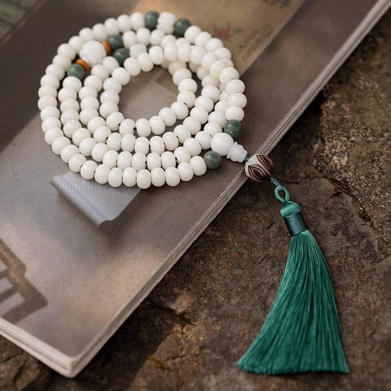 White Jade Bodhi Beads Long Bracelet Limited Edition