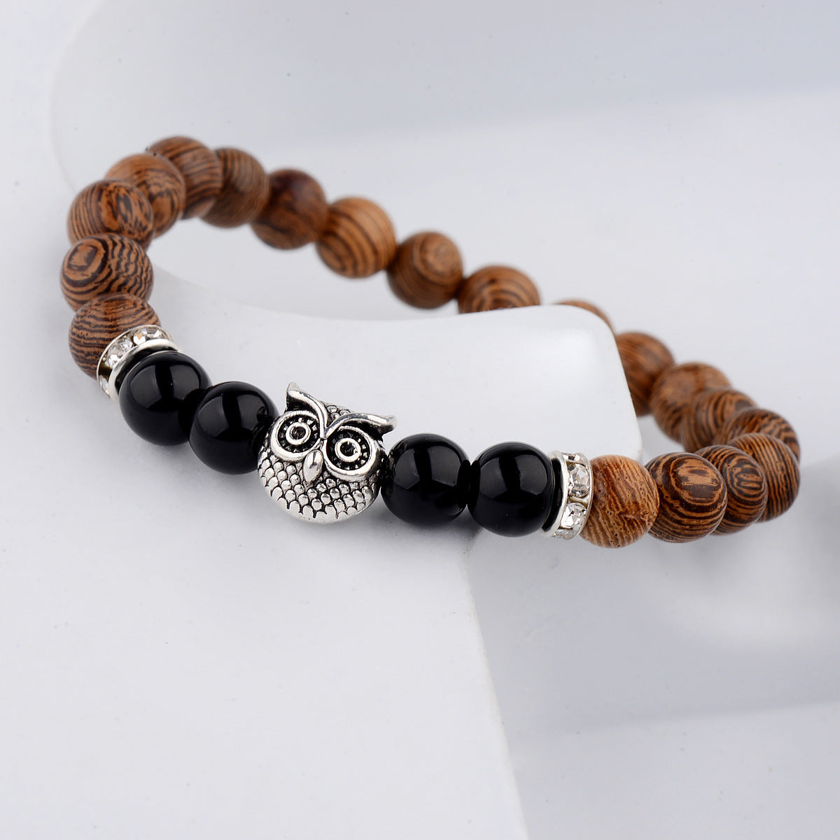 Lifeline Limited Frosted Stone Wood Grain Owl Bracelet
