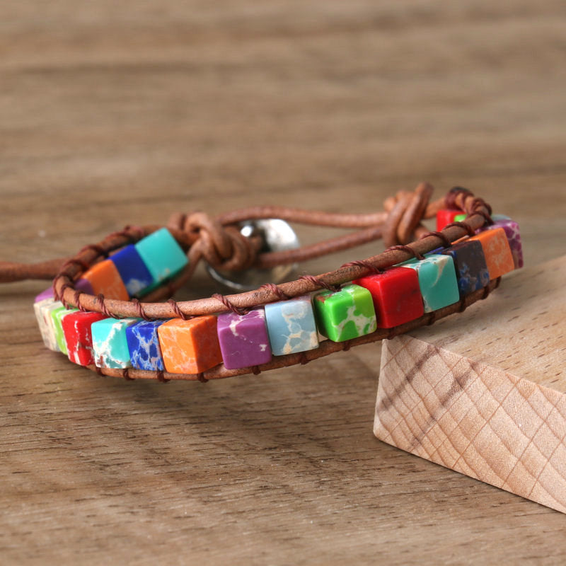 Brand Elite Emperor Stone Square Woven Bracelet Crystal