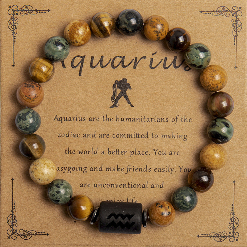 European Tigereye Beaded Bracelet Zodiac Constellations Fans