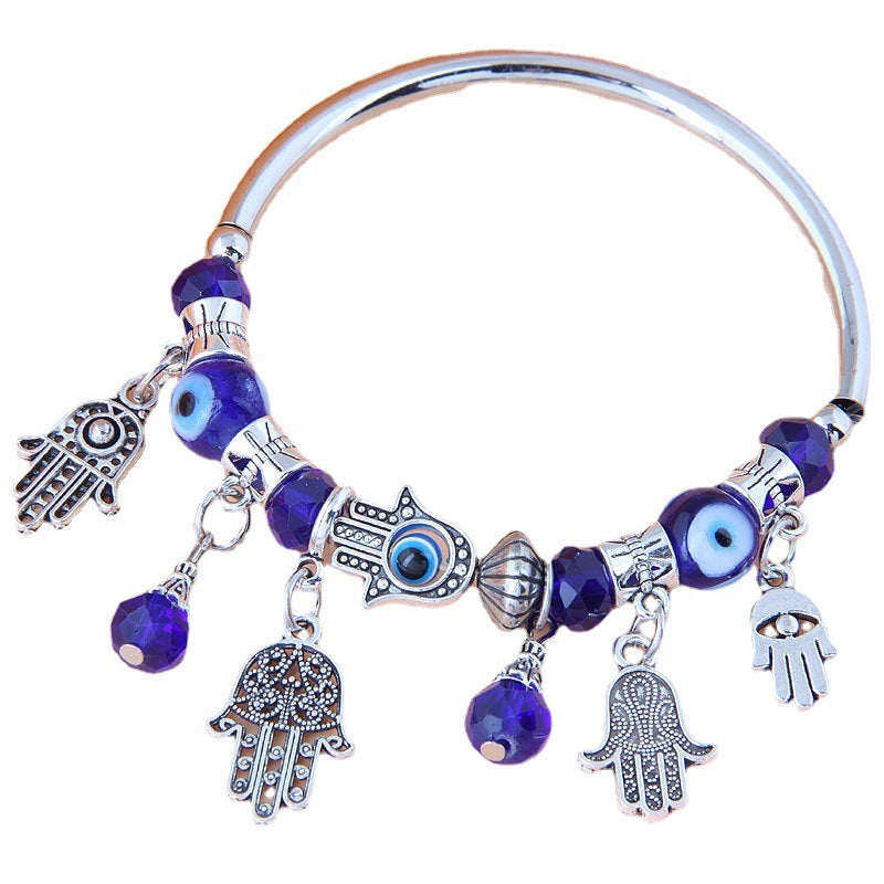 Our Brand Elite Evil Eye Bracelet Rose Shell Crystal Beads