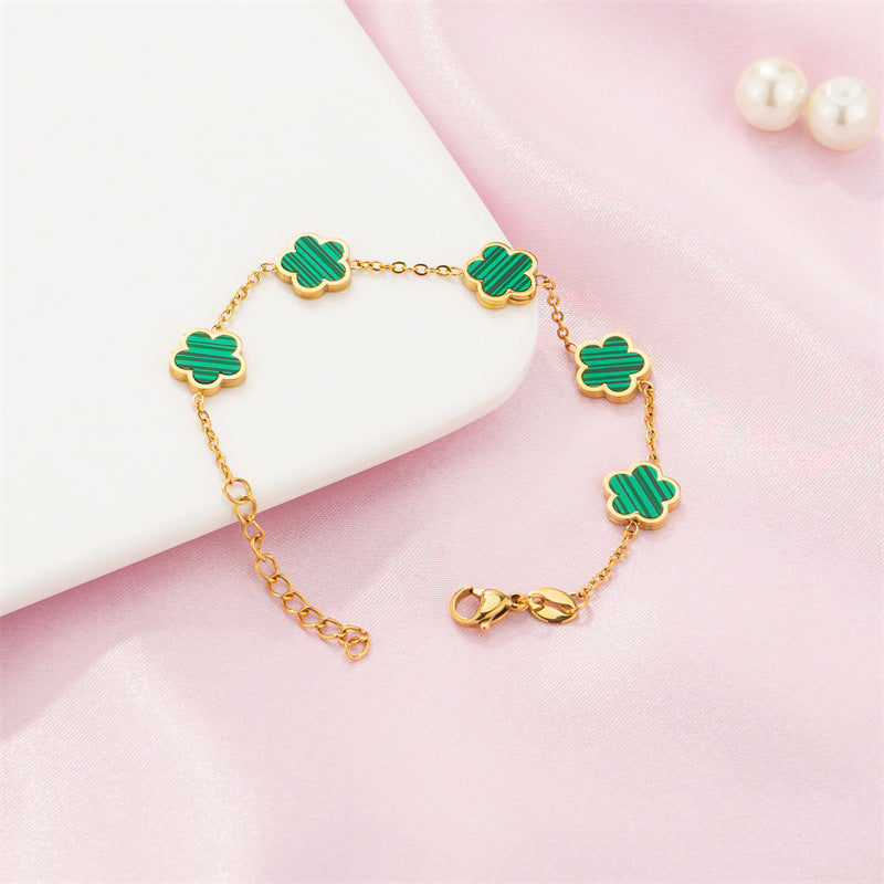 Brand Gold Bracelet Elite Floral Green Drop Gum Motif