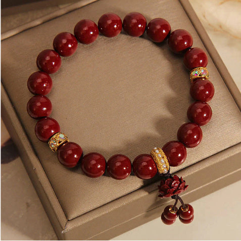 Cinnabar Lucky Bag Protective Talisman Round Beads Bracelets