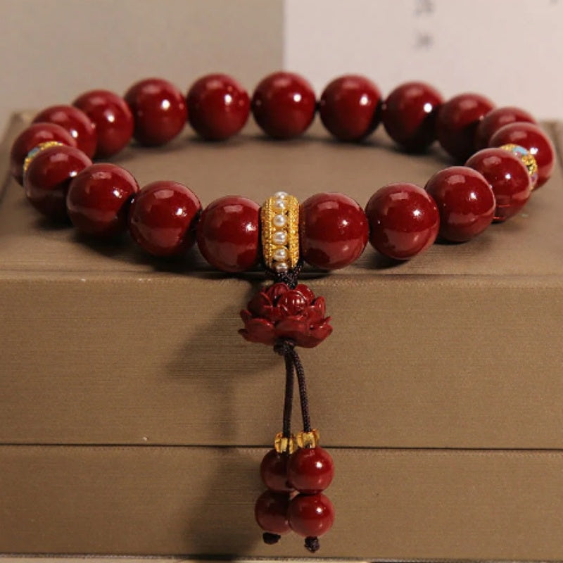 Cinnabar Lucky Bag Protective Talisman Round Beads Bracelets